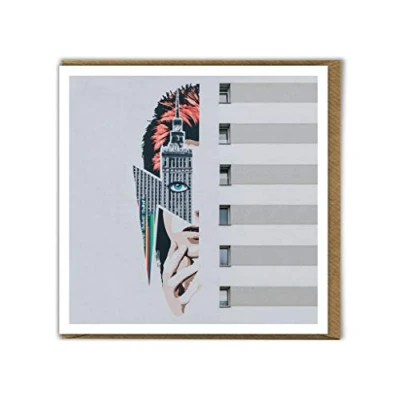 Image of Street Art Graffiti David Bowie Mural Blank Greeting Card