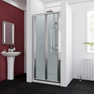 Image of ELEGANT 700 mm Bifold Shower Cubicle Door Reversible Folding Glass Enclosure