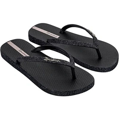 Image of Ipanema Womens Maxi Glow Glitter Flip Flops Sandals Black 5 UK