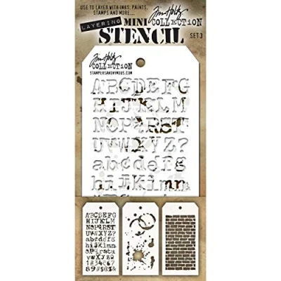 Image of Stampers Anonymous Tim Holtz Mini Layered Stencil Set #3,8.61x21x0.2 cm