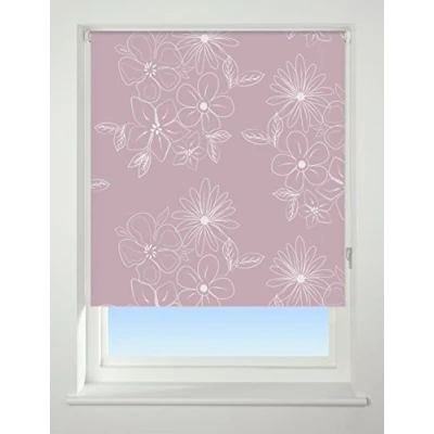 Image of UNIVERSAL Floral Cluster Patterned Thermal Blackout Roller Blind, Pink, W60cm