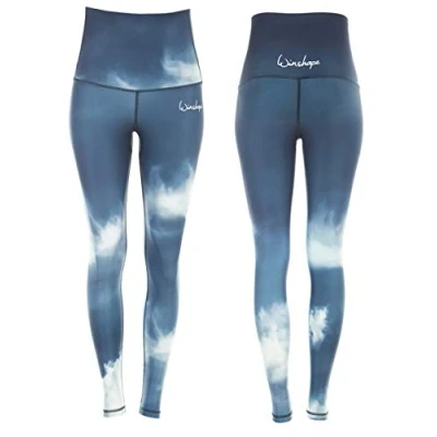 Image of WINSHAPE Women&#039;s Functional Power Shape Jeans Tights Leggings High Waist HWL102, Air, Slim Style, Fitness, Leisure, Sports, Yoga Workout, Vanilla White/Smoke Blue