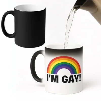 Image of I&#039;m Gay Rainbow Heat Change Mug Funny Rude Message Appears as it Heats Perfect Novelty Gag Gift, Best Gifts and Pride Accessories.