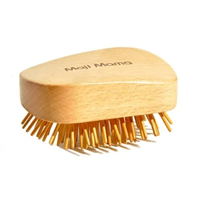 Image of Maji Mama Handmade Natural Wooden Hair Brush Hairbrush with Bamboo Pins Massage Scalp &amp; Detangling All Types