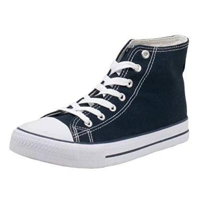 Image of Fitters footwear women&#039;s canvas shoe, trainers, high, white, black, Blue Size: 6 UK