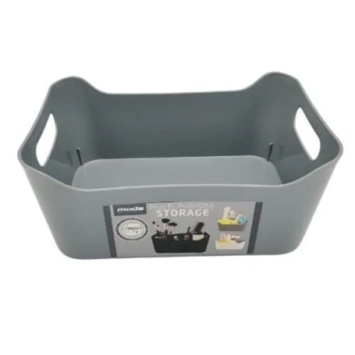 Image of FabFinds Solid Storage Baskets Small Multipurpose Box with Handles (1X(W16.5cmXL24cmXH10cm), Grey)