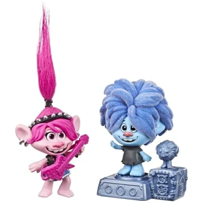 Image of DREAMWORKS Trolls World Tour Rock City Bobble with 2 Figures, 1 Action Plus Base, Toy inspired by the film,