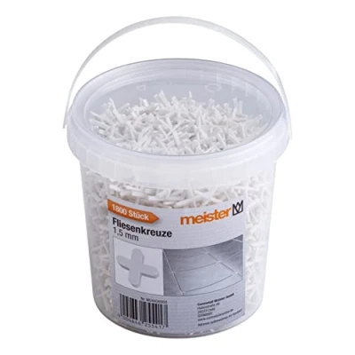 Image of Meister Tile Spacers 1.5 mm Practical Set of 1800 Pieces Made Robust Polypropylene White/Tile Accessories/Tile Laying Aid/Joint Crosses / 4426950