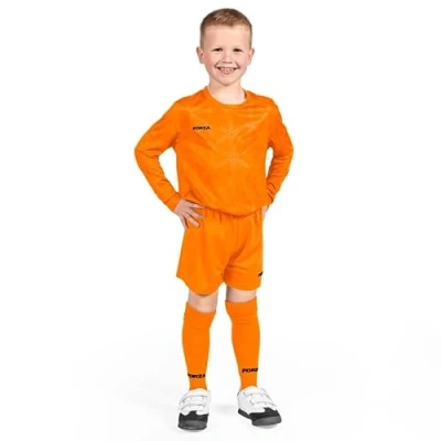 Image of FORZA Kids&#039; Goalkeeper Long Sleeve Kit Breathable &amp; Sweat Wicking Football Goalie Set Includes Shirt, Shorts Knee High Socks (Fluro Orange, Age 13 14)