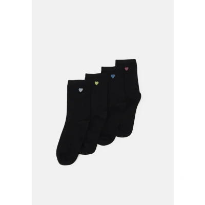 Image of Lindex SOCK Placed Heart 4PACK Socks, Women&#039;s, Size: 6 7, Black