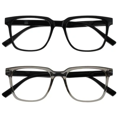Image of OPULIZE LEO Reading Glasses 2 Pack Large Rectangular Frame Black, Grey Mens Womens Spring Hinges RR55 17 +3.00