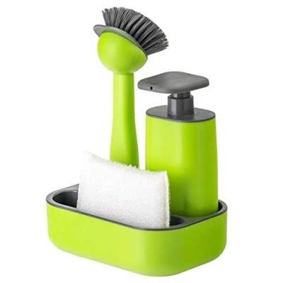 Image of VIGAR Sink Set with Soap Dispenser, ABS, Green, 19 x 13 26.5 cm