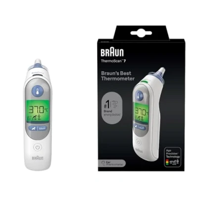 Image of Braun ThermoScan 7 Ear thermometer Age Precision Technology Colour coded Digital Display Baby and Infant Friendly #1 Brand among doctors(1)
