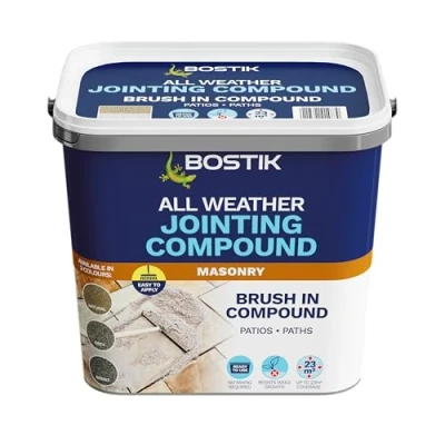 Image of Bostik All Weather jointing Compound Natural Patio Grout Ready to use paving solution for Patios, Driveways, Pathways, and other Landscaping projects Weed &amp; Erosion Resistant 15kg