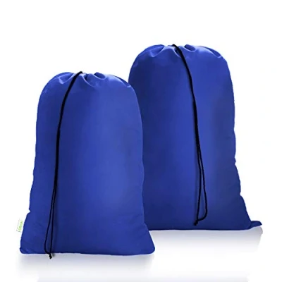 Image of OTraki Large Travel Laundry Bags 2 Pack 24 x 32 inch Drawstring Organizer Bag Foldable Toys Dirty Clothes Tear Resistant Storage for Hamper Basket Home College Dorm Camp, Blue