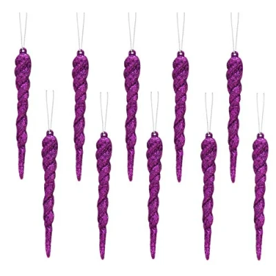 Image of Christmas Concepts® 12cm Glitter Icicle Decorations Tree Trims (PURPLE, 10)
