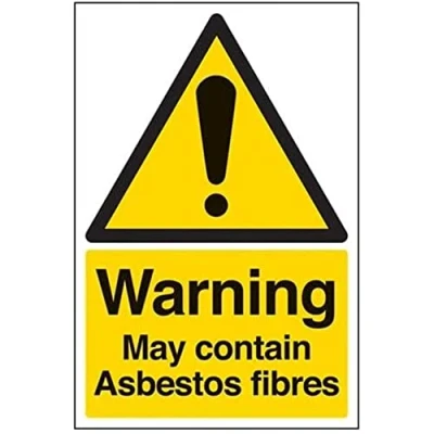 Image of V Safety Warning Asbestos Fibres Sign 200mm x 300mm 1mm Rigid Plastic