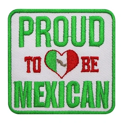 Image of Proud Mexican Patch, Flag Embroidered Iron on Sew Patch Badge for Clothes etc. 7x7 cm
