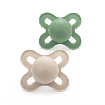 Image of MAM Original Start Soother 0 2 Months (Pack of 2), Baby Made from Sustainable Material, SkinSoft Silicone Teat, with Case, Cream