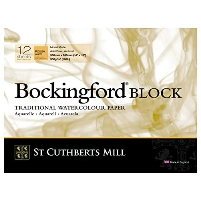 Image of St Cuthberts Mill Bockingford Rough Blocks White Watercolour Paper, 300 g, 360 x 260 mm, 12 Pages