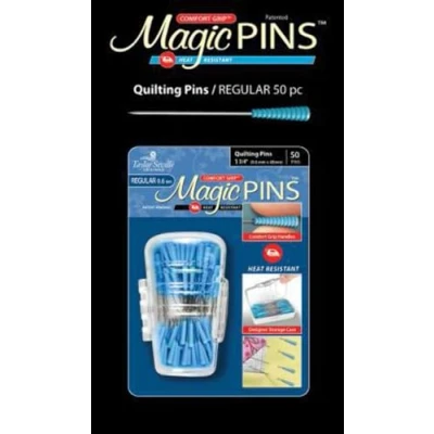 Image of Taylor Seville Originals Comfort Grip Heat Resistant Regular (0.6 x 48mm) Quilting Magic Pins 50 Pieces