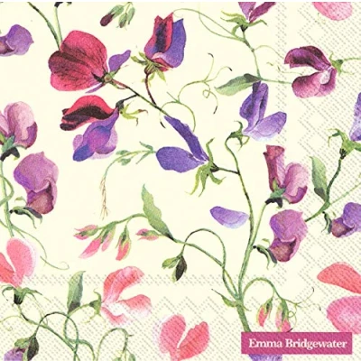 Image of Boston International IHR 16.5 x cm 3 Ply Paper Luncheon Napkins, Cream Sweet Pea
