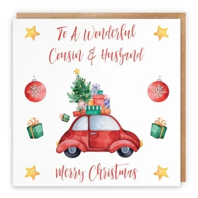 Image of Hunts England Cousin And Husband Christmas Card To A Wonderful &amp; Merry Holiday Collection
