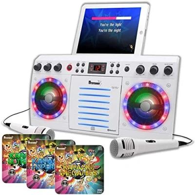 Image of Beatbox Karaoke Machine CDG/CD+G. Built in Disco Lights. Includes 600 Song Family Party Hits Pack &amp; 2 Microphones