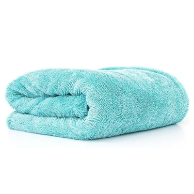 Image of The Rag Company Liquid8r Super Absorbent 70/30 Blend Microfiber Drying Towel Safe for Detailing and Scratch Free, Twist Loop Weave, 1100gsm, 25in x 36in, Aqua Blue