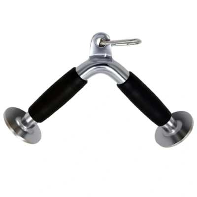Image of qibylift Deluxe LAT Pull Down Bar Strength Training Double D Handle Tricep V Shaped Press with Rubber (V Rubber)