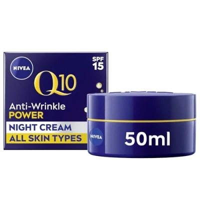 Image of NIVEA Q10 Anti Wrinkle Power Firming Night Cream (50ml), Hydrating Moisturiser to Reduce Lines and Wrinkles, for Firmer Skin in 7 Days