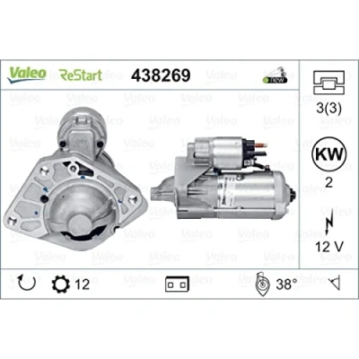 Image of 233001375R, 233007802R Starter motor VALEO 438269 12V 2kW 12 NO R 75 NEW STOP&amp;START ORIGINAL PART VAUXHALL: Vivaro Van, RENAULT: Trafic 3