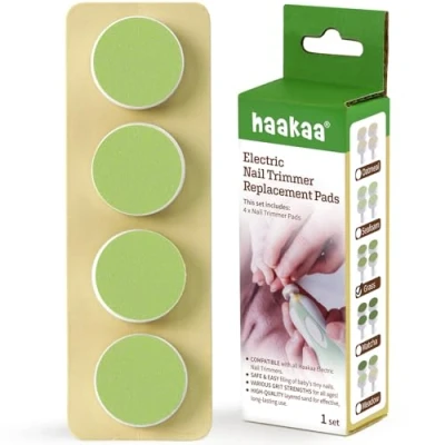 Image of haakaa Electric Nail Trimmer Replacement Pads Baby Heads Compatible with All Trimmers, Suitable for 6 12 Months, Grass
