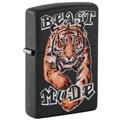 Image of Zippo Beast Mode Design Black Matte Colour Image Refillable Windproof Lighter in Gift Box, Metal, One Size