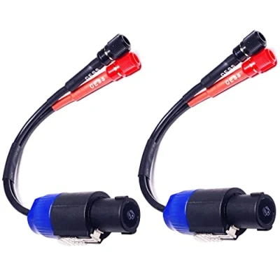 Image of CESS 089 Speakon Plug to Female Banana Jack Speaker Cable, Accept Plug, Spade Fork and Bare Wire, 2 Pack