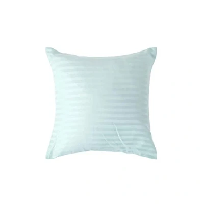 Image of HOMESCAPES Blue Pure Egyptian Cotton Euro Size Pillowcase 40 x cm 330 TC 500 Thread Count Percale Equivalent Satin Stripe Pillow Case with Zip