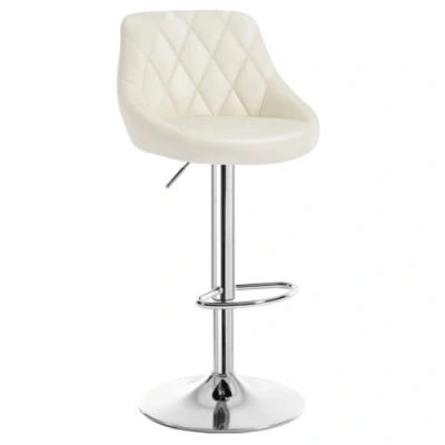 Image of WOLTU Bar Stool Cream Chair Breakfast Dining for Kitchen Island Counter Leatherette Exterior, Adjustable Swivel Gas Lift, Steel Footrest &amp; Base