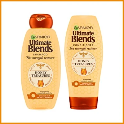 Image of Garnier Ultimate Blends Honey Treasures Shampoo &amp; Conditioner Set Strengthening for Dry Damaged Hair 360 ml