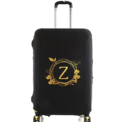 Image of Wreath Initial Letter Printed Design Travel Trolley Case Cover Protector Washable Suitcase Luggage Storage Covers for 18 28 inch (wreath Z, S (18 21 Luggage))