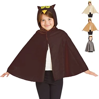 Image of Charlie Crow Barn Owl cape costume for kids. One Size. Fits 3 8 Years.