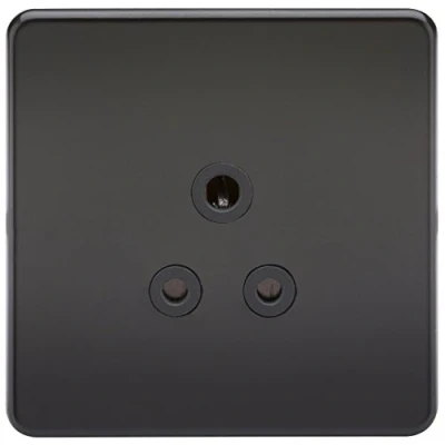 Image of KnightsBridge 1G 5A Screwless Matt Black Round Pin 230V Unswitched Electrical Wall Socket Insert