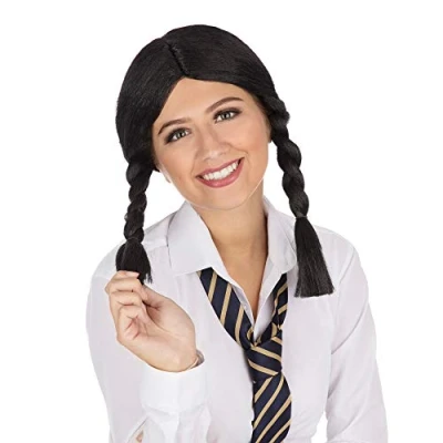 Image of Bristol Novelty BW040 Schoolgirl Wig Black, One Size