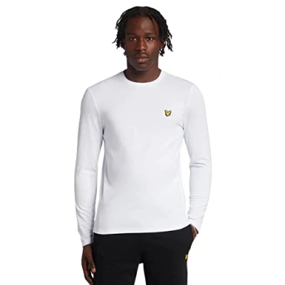 Image of Lyle &amp; Scott Mens Sports Long Sleeve Martin T Shirt in White Cotton Size X Large