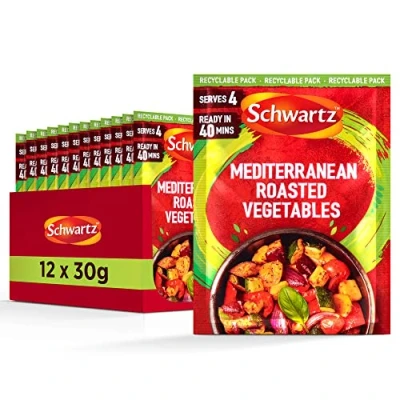 Image of Schwartz Mediterranean Roasted Vegetables Recipe Mix 30 G Serves 4 Pack of 12 Adds Chargrill Flavour to Mixed With Garlic, Basil and Parsley Suitable for Vegetarians