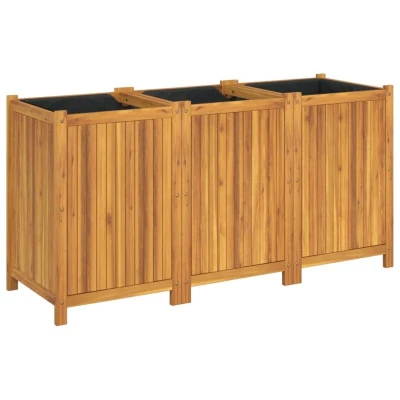 Image of vidaXL Garden Planter with Liner 150x50x75 cm Solid Wood Acacia