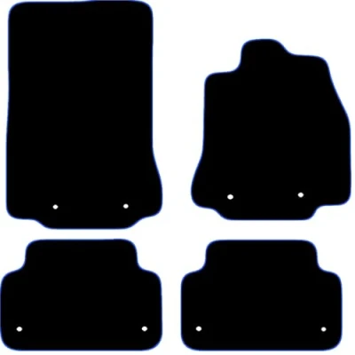 Image of Carsio Carpet Car Mats For Jaguar XF 2014 2016 4 Piece Set Tailored Fit Floor Mat Complete Accessory Black Custom Fitted All Weather, Anti Slip Backing &amp; Blue Trim