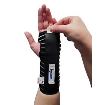 Image of Hisp UK Breathable Wrist Support Brace Splint Ideal for Carpel Tunnel, Sprains &amp; Tendonitis (Black, Large Right)
