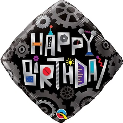 Image of Qualatex 18&quot; Birthday Robot Cogwheels Foil Balloon, Multicolor