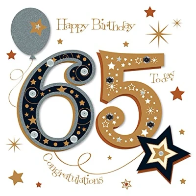 Image of Congratulations 65th Embellished Birthday Greeting Card Talking Pictures Cards MWER0016/65