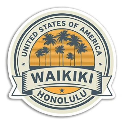 Image of 2 x 10cm Waikiki Honolulu Vinyl Stickers Hawaii Sticker Laptop Luggage #18092 (10cm Wide)